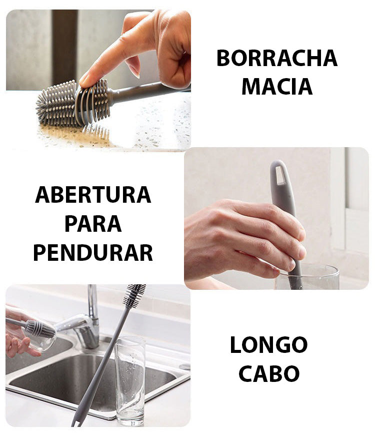 Escova de Silicone Para Lavar Copo, Garrafa e Mamadeira