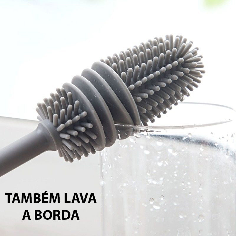 Escova de Silicone Para Lavar Copo, Garrafa e Mamadeira