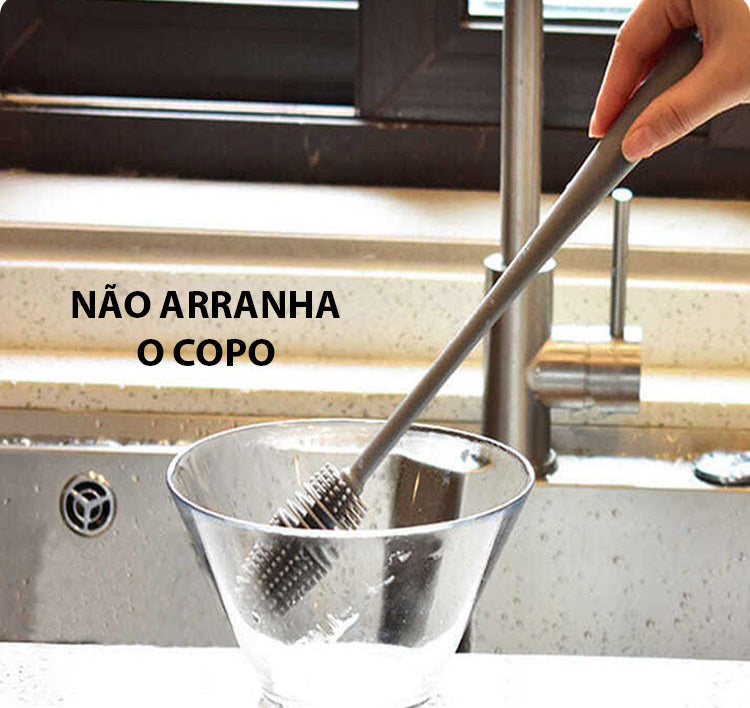 Escova de Silicone Para Lavar Copo, Garrafa e Mamadeira